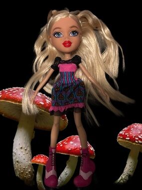Bratz Cloe (freckles) Fashion Doll with Pink & Blue Striped Dress 2015